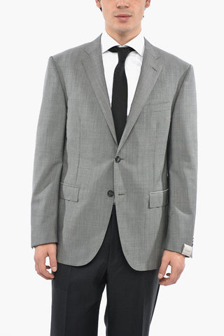 Virgin Wool Slim Fit Blazer with Notch Lapel
