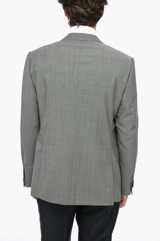 Virgin Wool Slim Fit Blazer with Notch Lapel