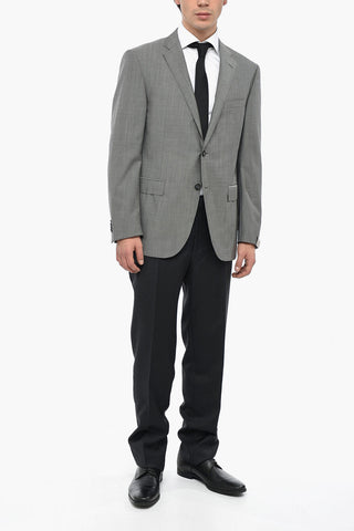 Virgin Wool Slim Fit Blazer with Notch Lapel