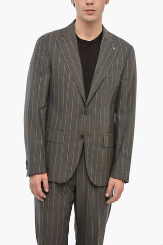 CC COLLECTION Pinstriped Motif Virgin Wool Suit