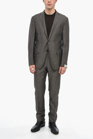 Wool and Linen Blend GATE Suit with Flap Pockets