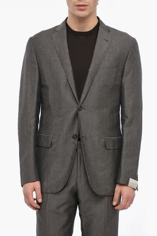 Wool and Linen Blend GATE Suit with Flap Pockets