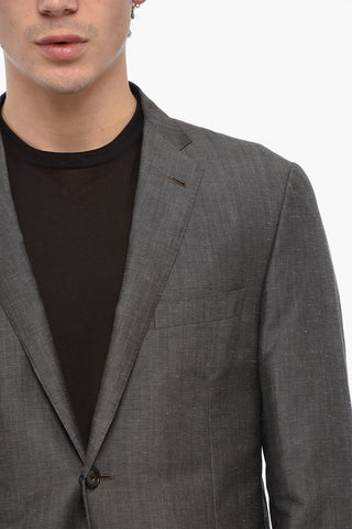 Wool and Linen Blend GATE Suit with Flap Pockets