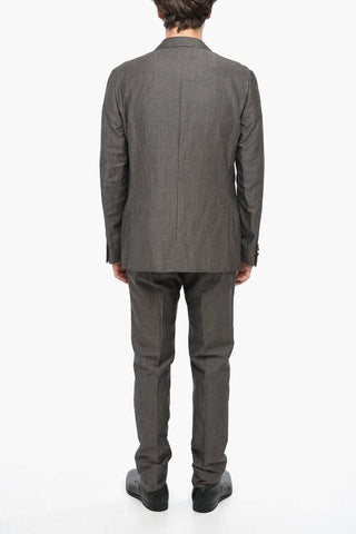 Wool and Linen Blend GATE Suit with Flap Pockets