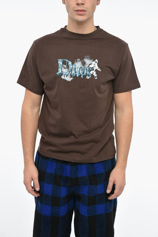 Crew Neck Cotton T-Shirt with Printed Logo