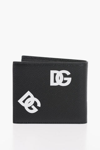 Textured Leather Wallet with Printed Contrasting Monogram