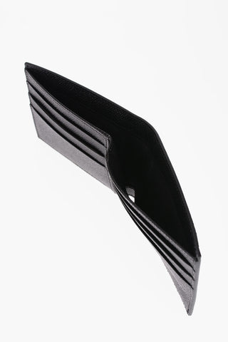 Textured Leather Wallet with Printed Contrasting Monogram