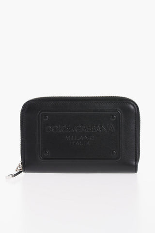 Leather Card Holder with Zip Closure and Embossed Logo