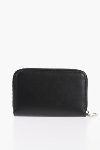 Leather Card Holder with Zip Closure and Embossed Logo