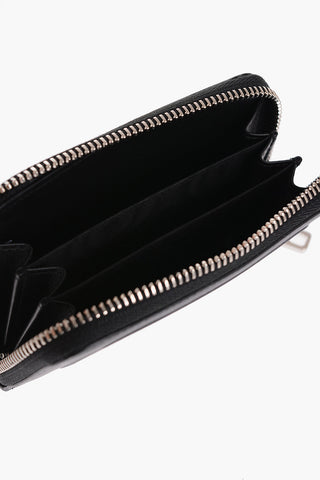 Leather Card Holder with Zip Closure and Embossed Logo