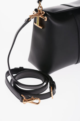 Leather Handbag with Golden Details and Removable Shoulder Strap