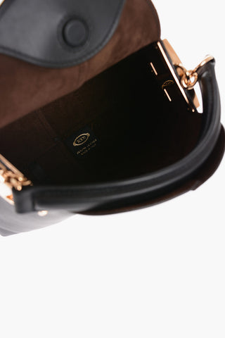 Leather Handbag with Golden Details and Removable Shoulder Strap