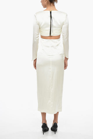 Gathered Satin Dress With Cut-out