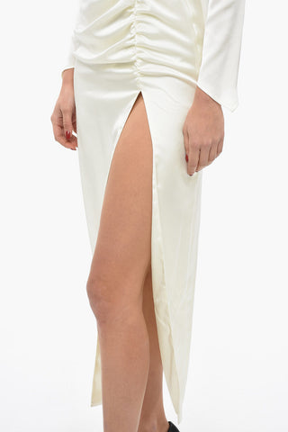 Gathered Satin Dress With Cut-out