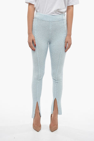 Pantaloni ALICIANA Svasati in Cotone Spugnato con Spacco alla Caviglia