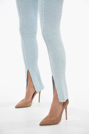 Pantaloni ALICIANA Svasati in Cotone Spugnato con Spacco alla Caviglia