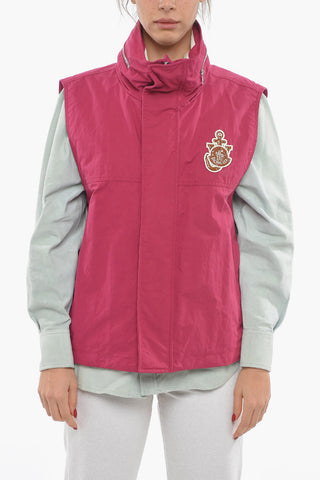 Padded Vest With Patch Logo And Hidden Hood