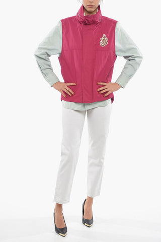 Padded Vest With Patch Logo And Hidden Hood