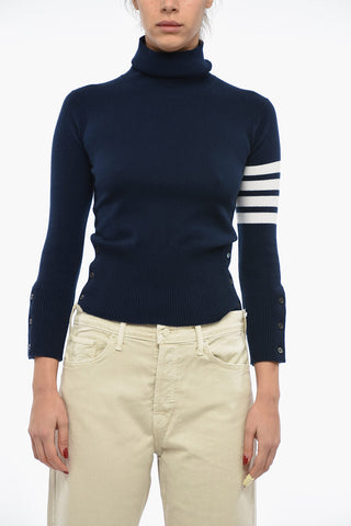 Cashmere Turtle Neck Jumper With Stripe Detail