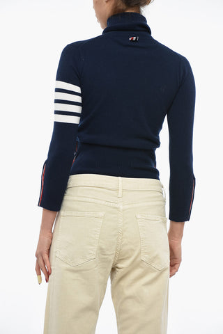 Cashmere Turtle Neck Jumper With Stripe Detail