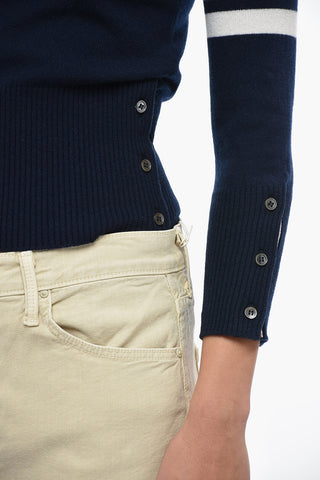 Cashmere Turtle Neck Jumper With Stripe Detail