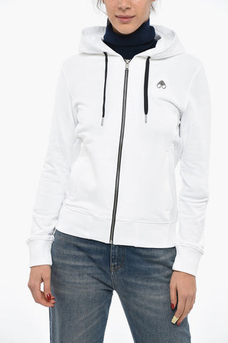 Brushed Cotton Sweatshirt with Hood and Zip Closure