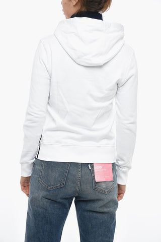 Brushed Cotton Sweatshirt with Hood and Zip Closure