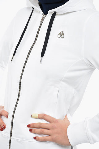 Brushed Cotton Sweatshirt with Hood and Zip Closure