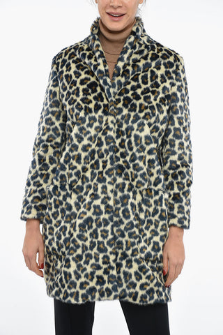 Eco Fur Coat with Dappled Pattern