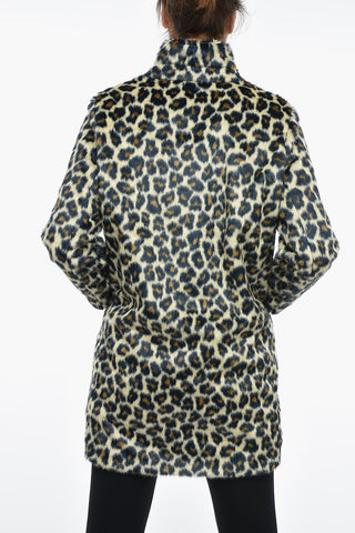Eco Fur Coat with Dappled Pattern