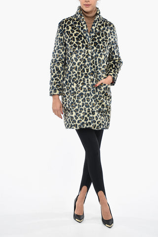 Eco Fur Coat with Dappled Pattern