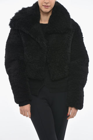 Cappotto Corto in Shearling con Tasche a Filo