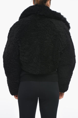 Cappotto Corto in Shearling con Tasche a Filo