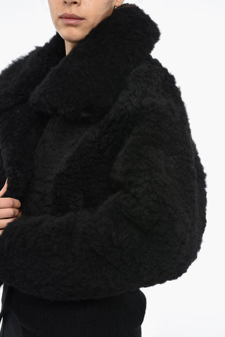 Cappotto Corto in Shearling con Tasche a Filo