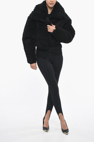 Short Shearling Coat with Flush Pockets