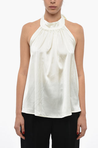 Sleeveless satin Halter Top