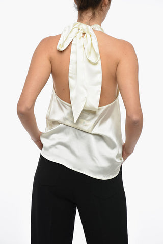 Sleeveless satin Halter Top