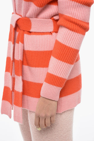 Striped Cashmere Cardigan with Belt