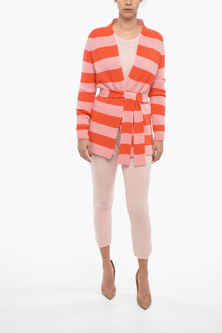Striped Cashmere Cardigan with Belt
