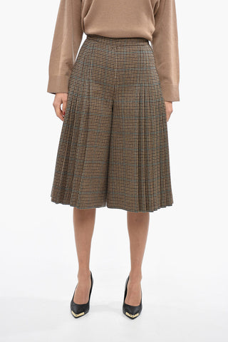 Pantaloni Gaucho in Pied-De Poule a Pieghe