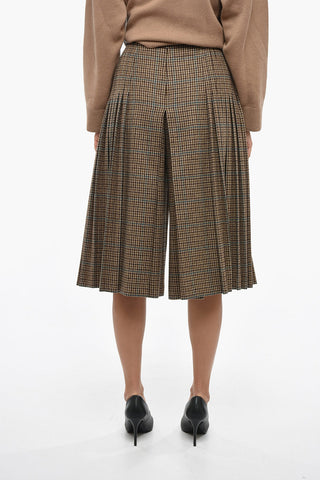 Pantaloni Gaucho in Pied-De Poule a Pieghe