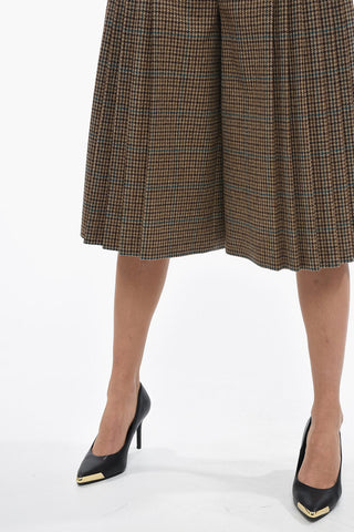 Pantaloni Gaucho in Pied-De Poule a Pieghe