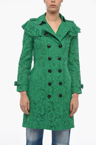 Cappotto Doppiopetto In Pizzo Con Volant