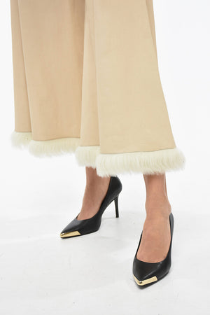Leather Boot-Cut Pants MURIELL with Fur Hem