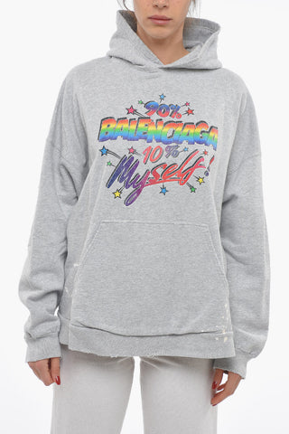 UNISEX Distressed Hoodie Sweatshirt with Vintage Effect