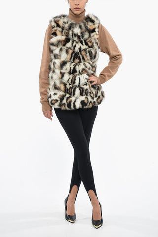 Sleeveless Fox Fur Coat with Animal Motif