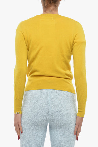 Solid Color Cashmere Blend Crew-neck Cardigan