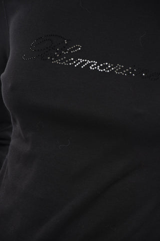 T-shirt a Manica Lunga con Logo in Strass