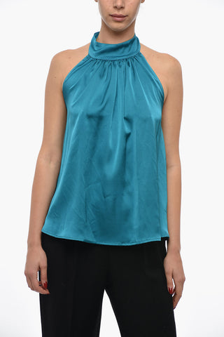Top Senza maniche In Satin Con Collo Americano