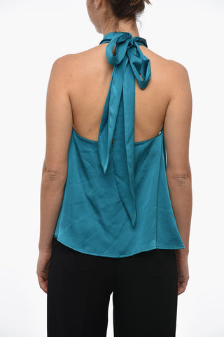 Top Senza maniche In Satin Con Collo Americano